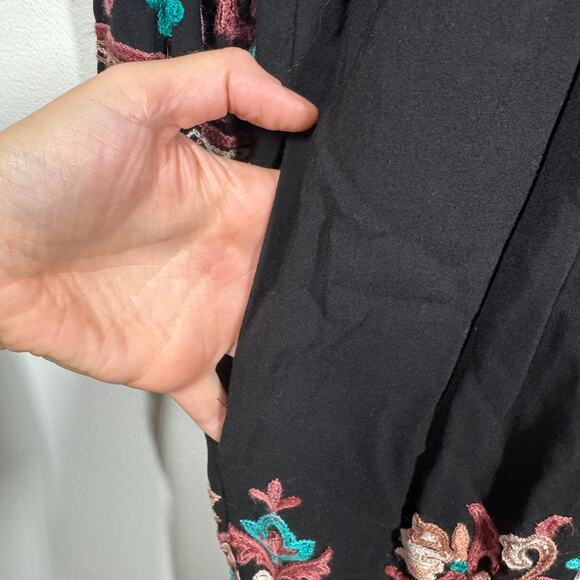Anthropologie Floreat Avery Size M Embroidered Boho Dress As Seen On TV Black - Picture 7 of 9